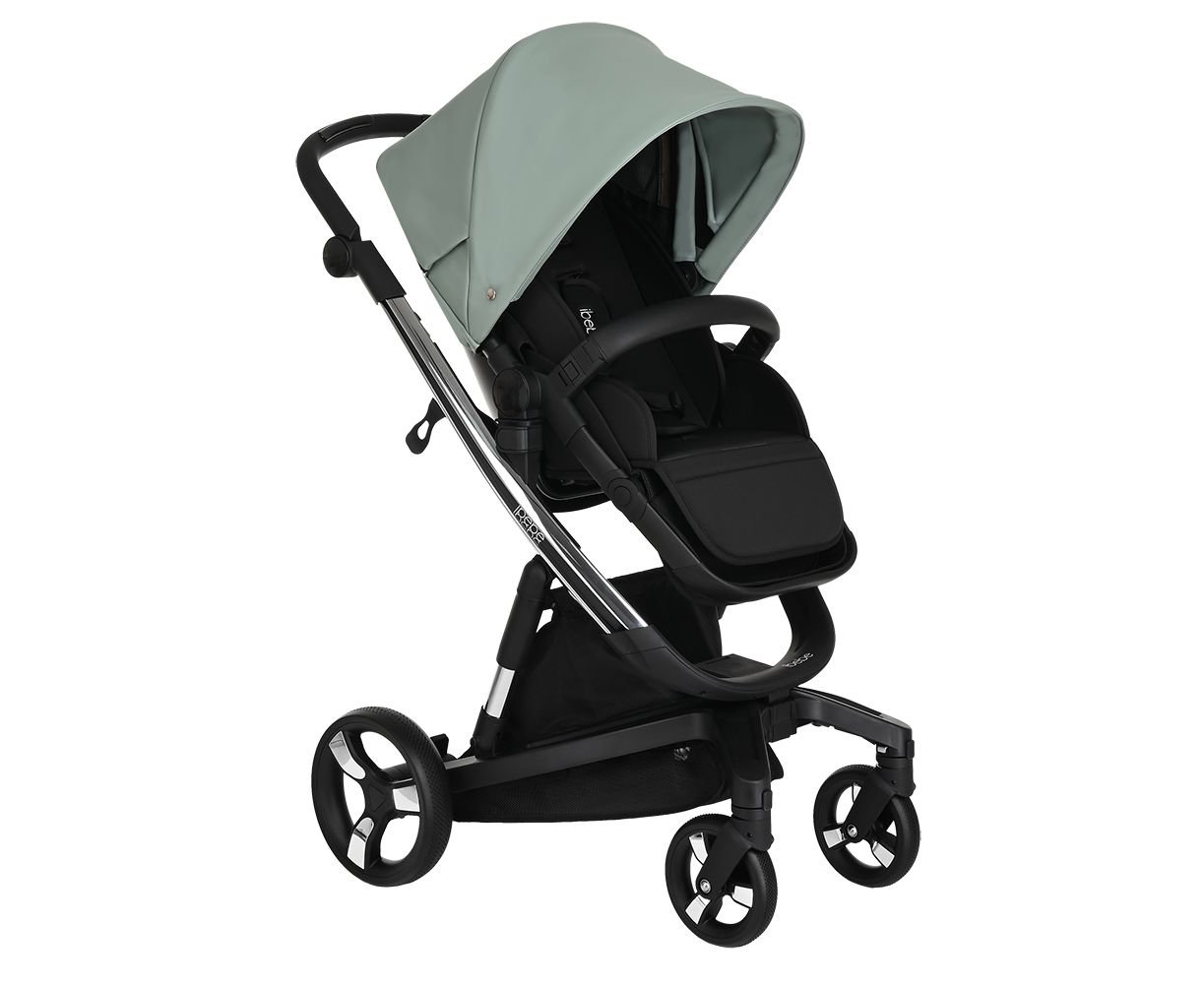 Коляска 2 в 1 Ibebe I-Stop Leather Turquoise/Chrom купить,NaN