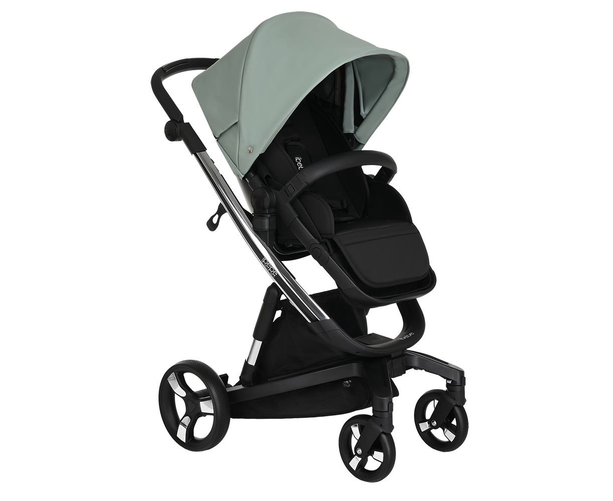 Коляска 2 в 1 Ibebe I-Stop Leather Turquoise/Chrom купить,NaN