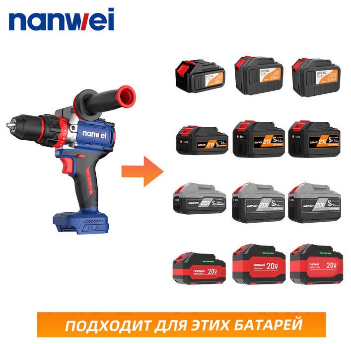 Nanwei дрель-шуруповерт NW-D8218C 20 В купить,NaN