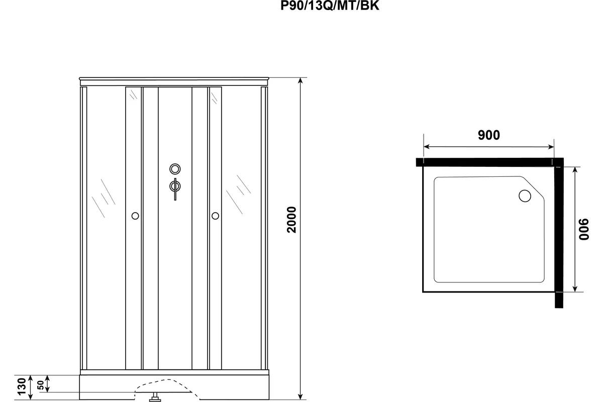Душевая кабина Niagara Promo P90/13/MT/BK 90х90х200см купить,NaN