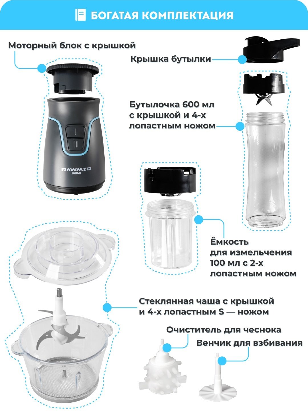 Блендер стационарный Rawmid Dream mini BDM-03 серый купить,NaN
