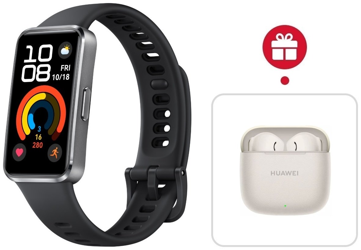 Фитнес-браслет Huawei Band 10 черно-серый + подарок купить,NaN