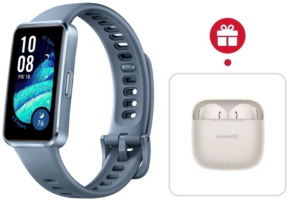 Фитнес-браслет Huawei Band 10 синий + подарок купить,NaN