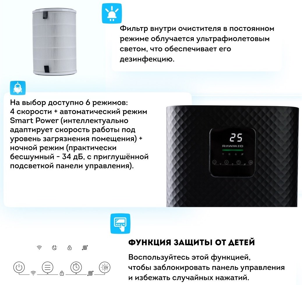 Очиститель воздуха Rawmid RMP-01 черный
