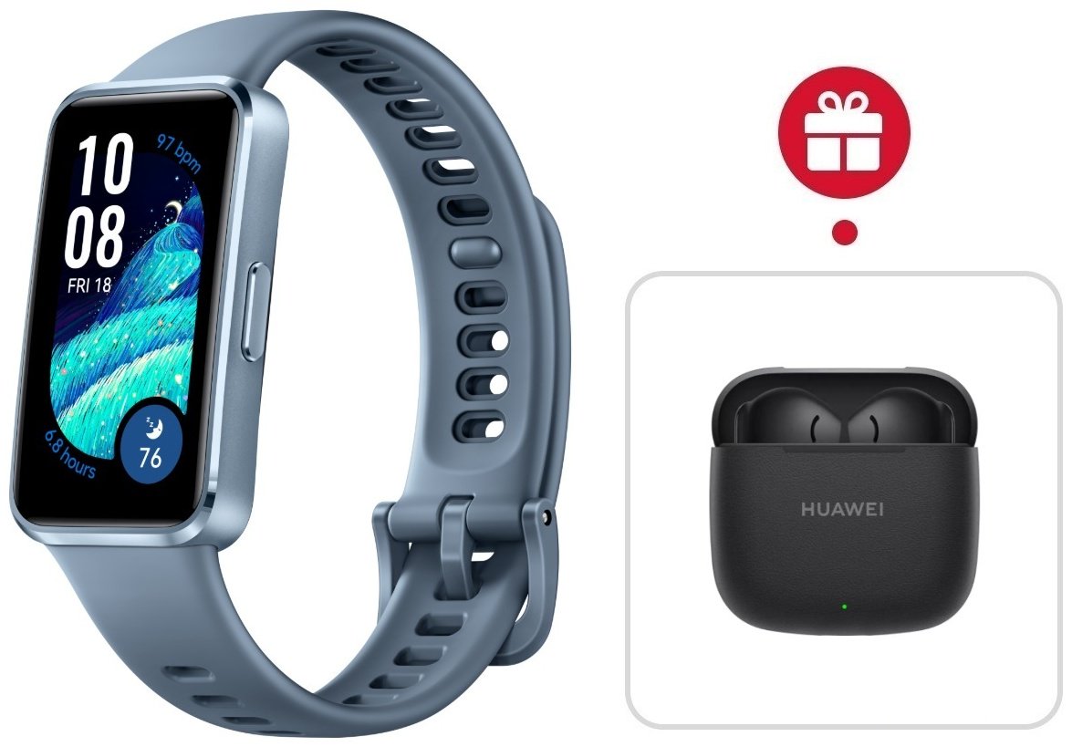 Фитнес-браслет Huawei Band 10 синий + подарок купить,NaN