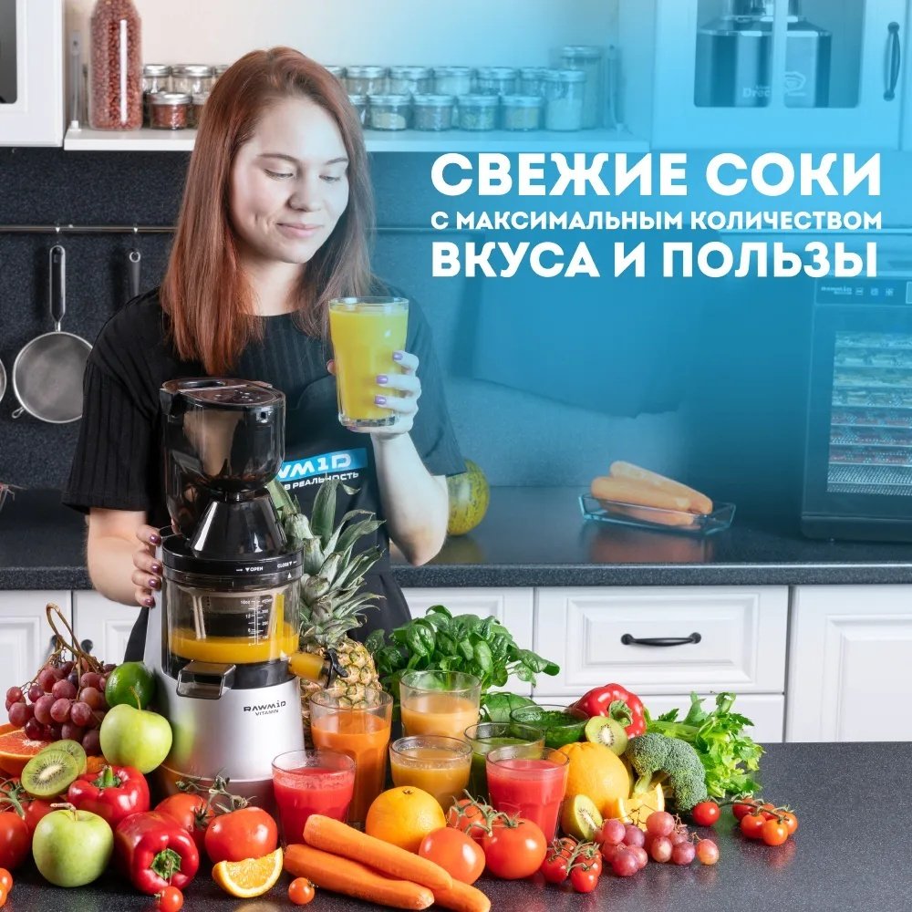 Соковыжималка Rawmid Vitamin RVJ-02 серебристый купить,NaN