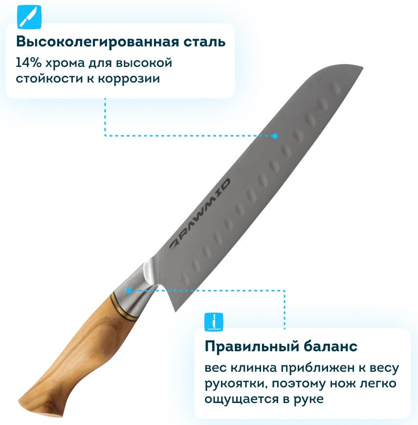 Нож сантоку Rawmid RCK-18, лезвие: сталь 1 шт