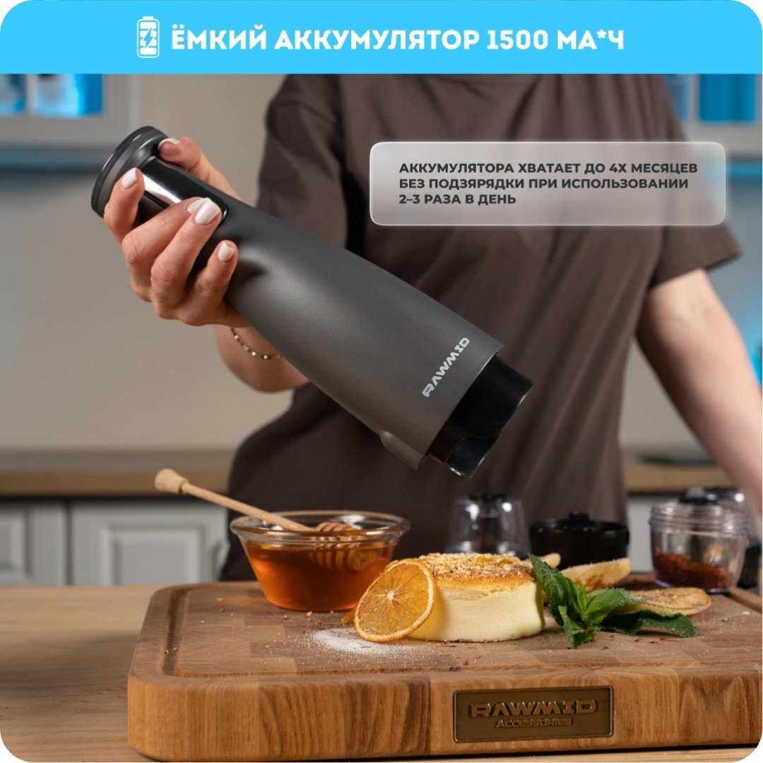 Мельница Rawmid RMG-01 Silver, пластик купить,NaN