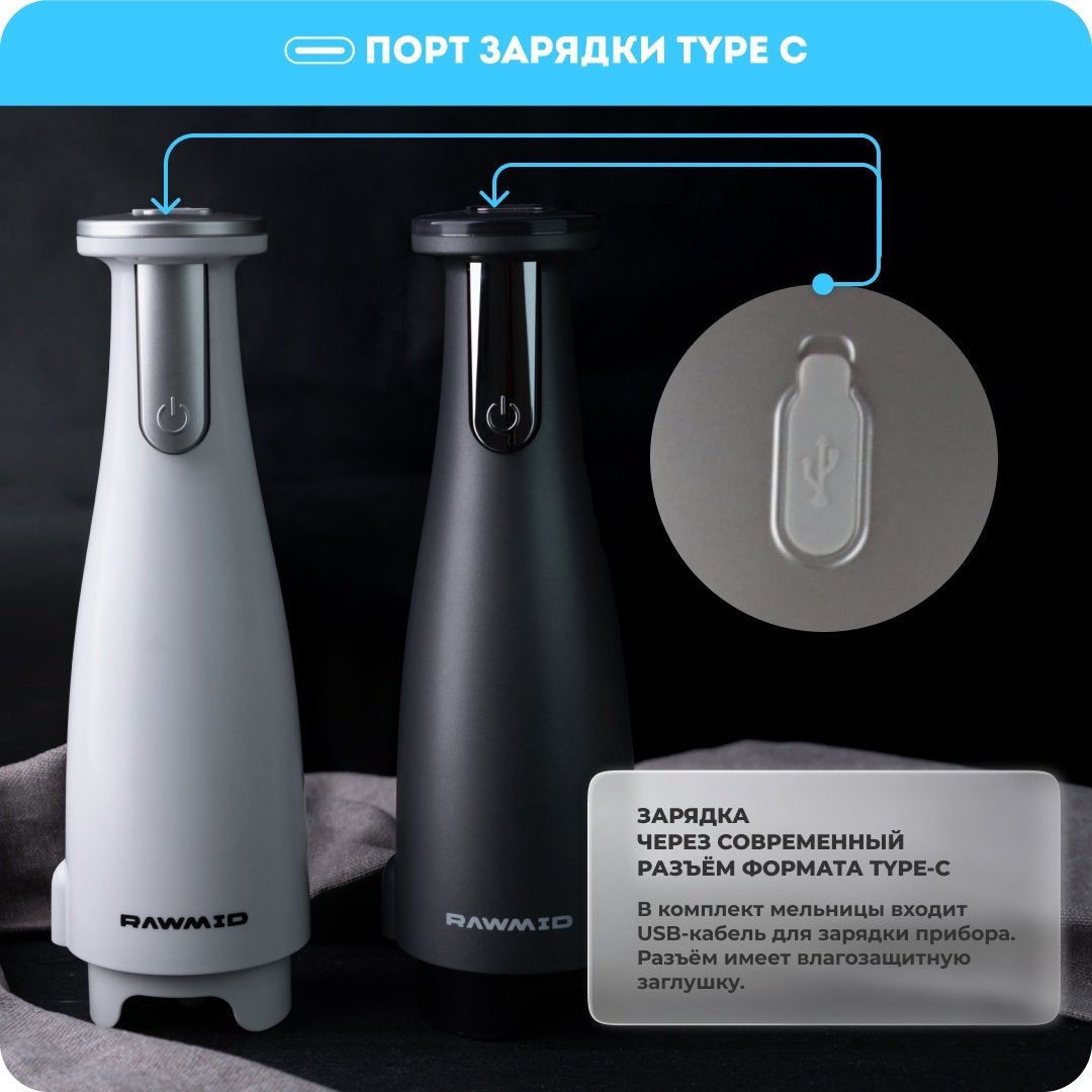 Мельница Rawmid RMG-01 White, пластик купить,NaN