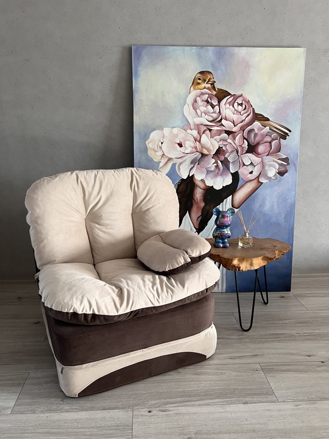 Кресло-кровать PRESTIGE MEBEL 0150 , обивка велюр, коричневый, бежевый купить,NaN