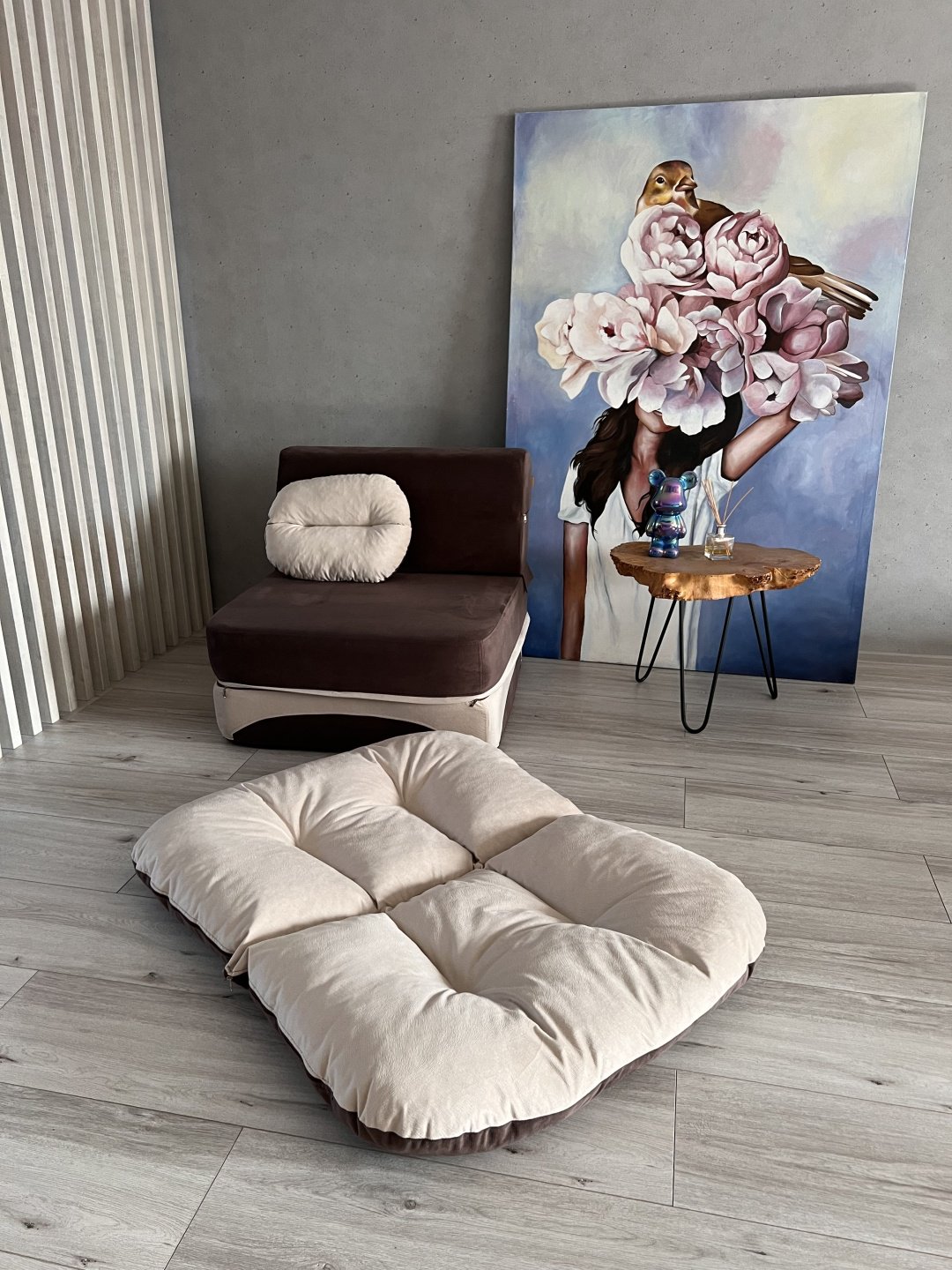 Кресло-кровать PRESTIGE MEBEL 0150 , обивка велюр, коричневый, бежевый купить,NaN