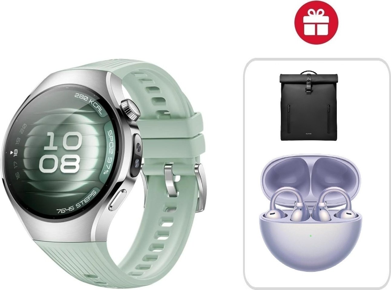 Смарт-часы Huawei Watch 5 42 мм серебристый-зеленый + подарок купить,NaN
