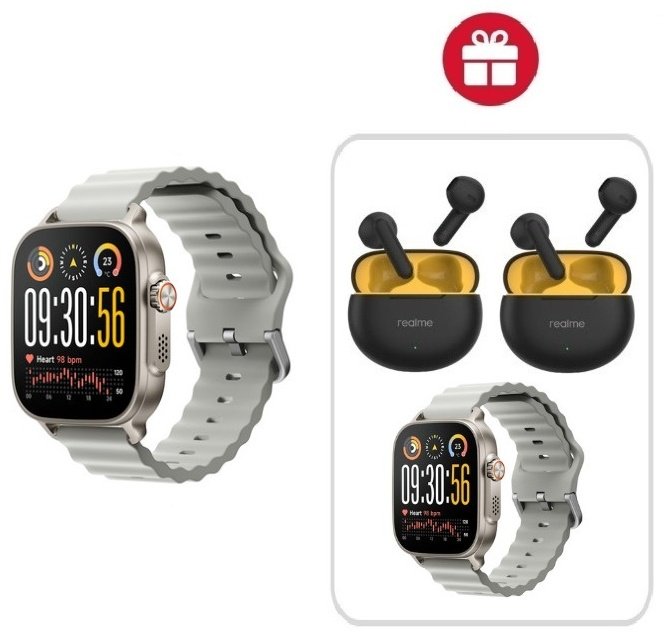 Смарт-часы Realme WATCH 5 50 мм серебристый-серый + подарок купить,NaN