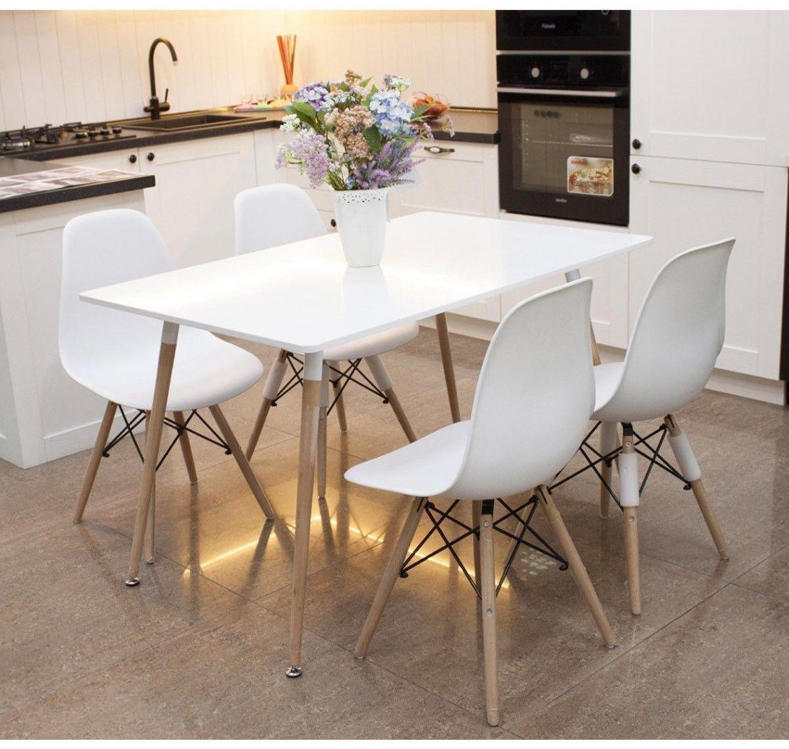 Обеденный стол Eames, 120х80x75 см, МДФ, белый купить,NaN
