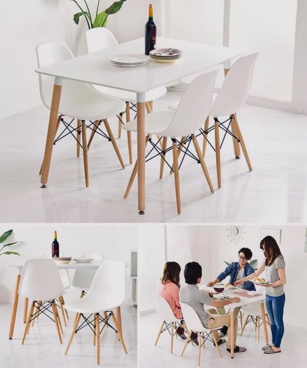 Обеденный стол Eames, 120х80x75 см, МДФ, белый купить,NaN