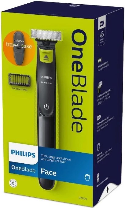 Tриммер Philips OneBlade QP2520/65 черно-зеленый - ForteMarket Tриммер Philips OneBlade QP2520/65 черно-зеленый купить,0