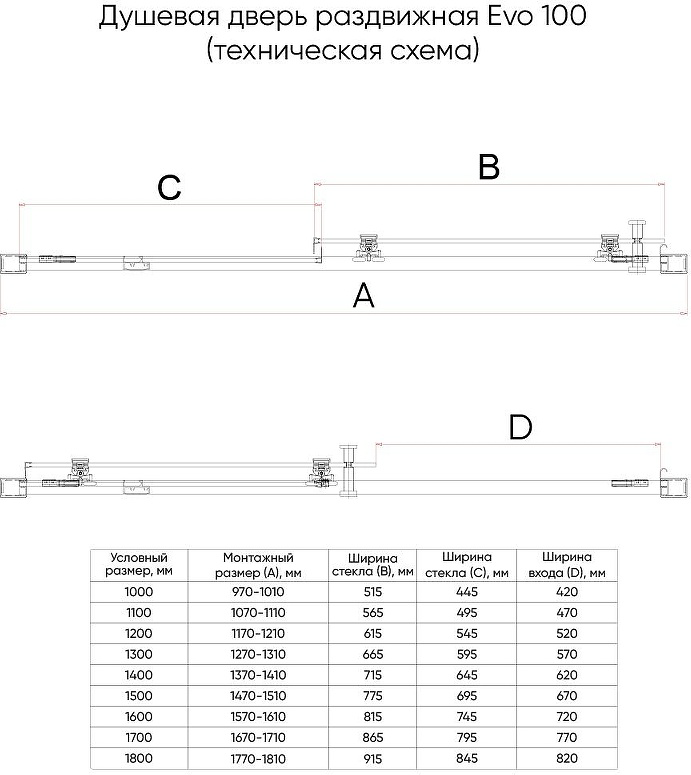 Душевой угол VeconiEvo 100 GR E1-GR-100-01-C9 + E-SP-GR-70-01-C9 стекло 100х70х195см прозрачный