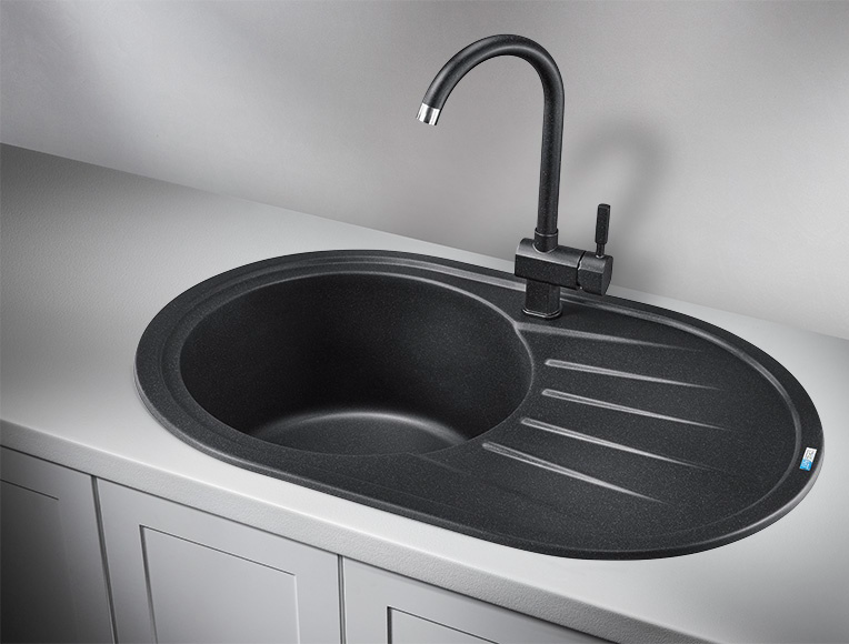 Кухонная мойка Granula Standart ST-7601 76х50х20см черный купить,NaN