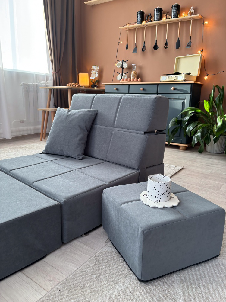 Кресло-кровать Marco mebel brand CUBes 78х200см серый купить,NaN