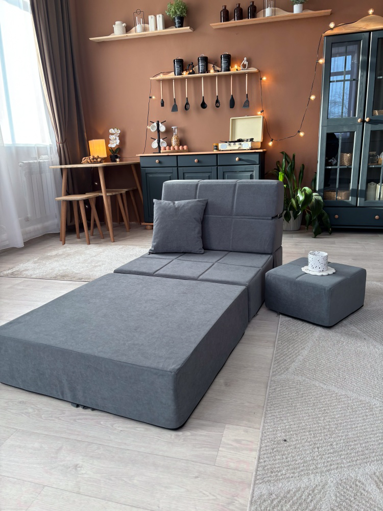 Кресло-кровать Marco mebel brand CUBes 78х200см серый купить,NaN