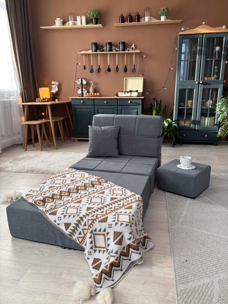 Кресло-кровать Marco mebel brand CUBes 78х200см серый купить,NaN