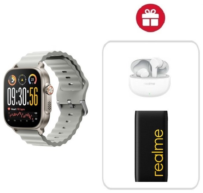 Смарт-часы Realme WATCH 5 50 мм серебристый-серый + подарок
