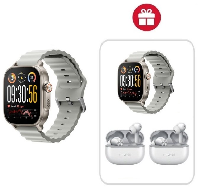 Смарт-часы Realme WATCH 5 50 мм серебристый-серый + подарок
