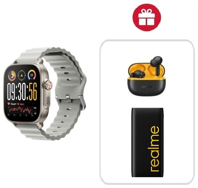 Смарт-часы Realme WATCH 5 50 мм серебристый-серый + подарок