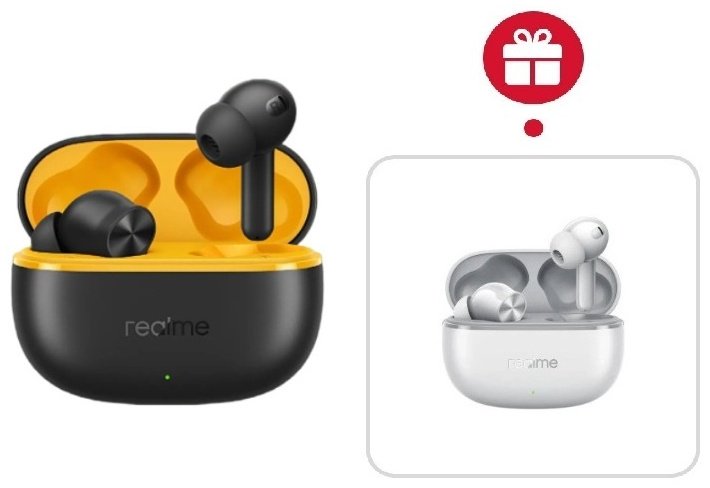 Наушники Realme T200 lite черный + Realme T200 lite серый