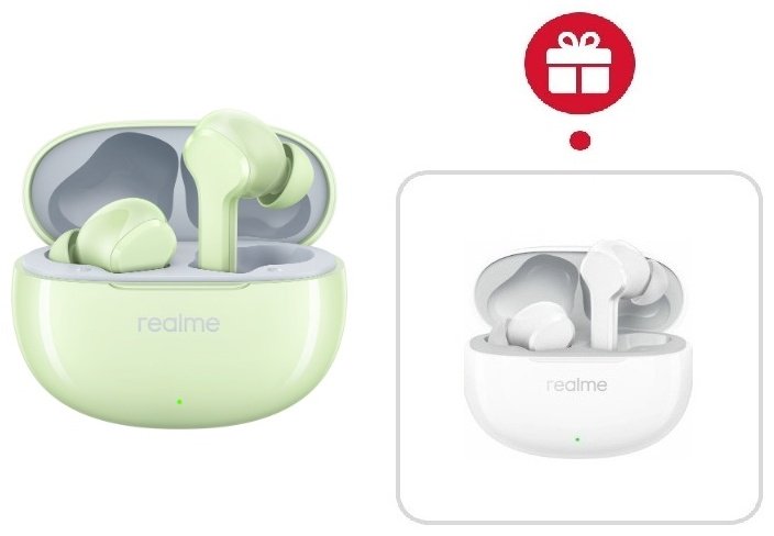 Наушники Realme T110 зеленый + Realme T110 белый купить,NaN