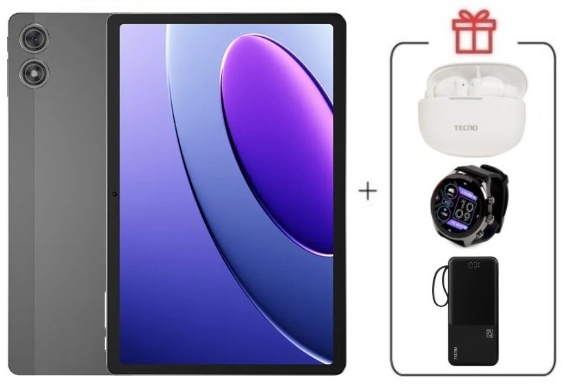 Планшет TECNO MEGAPAD 10.1 дюйм 4 Гб/128 Гб серый + подарок