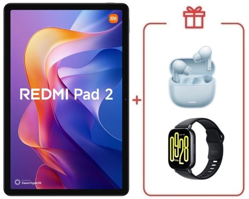 Планшет Xiaomi Pad 2 + смарт-часы Redmi Watch 5 Active черный + наушники Xiaomi Redmi Buds 6 Lite голубой 11 дюйм 4 Гб/128 Гб фиолетовый