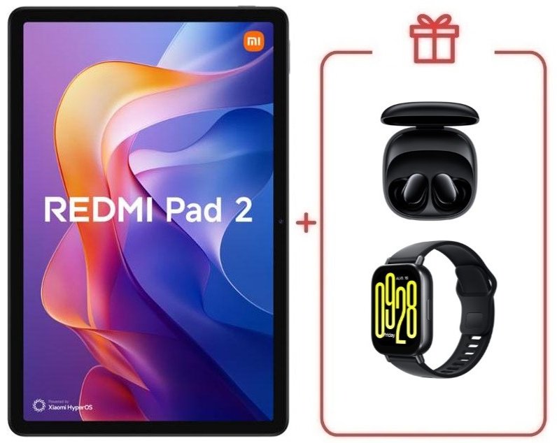 Планшет Xiaomi Pad 2 4G + смарт-часы Redmi Watch 5 Active черный + наушники Xiaomi Redmi Buds 6 Play черный 11 дюйм 4 Гб/128 Гб зеленый