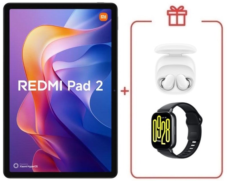 Планшет Xiaomi Pad 2 4G + смарт-часы Redmi Watch 5 Active черный + наушники Xiaomi Redmi Buds 6 Play белый 11 дюйм 4 Гб/128 Гб зеленый