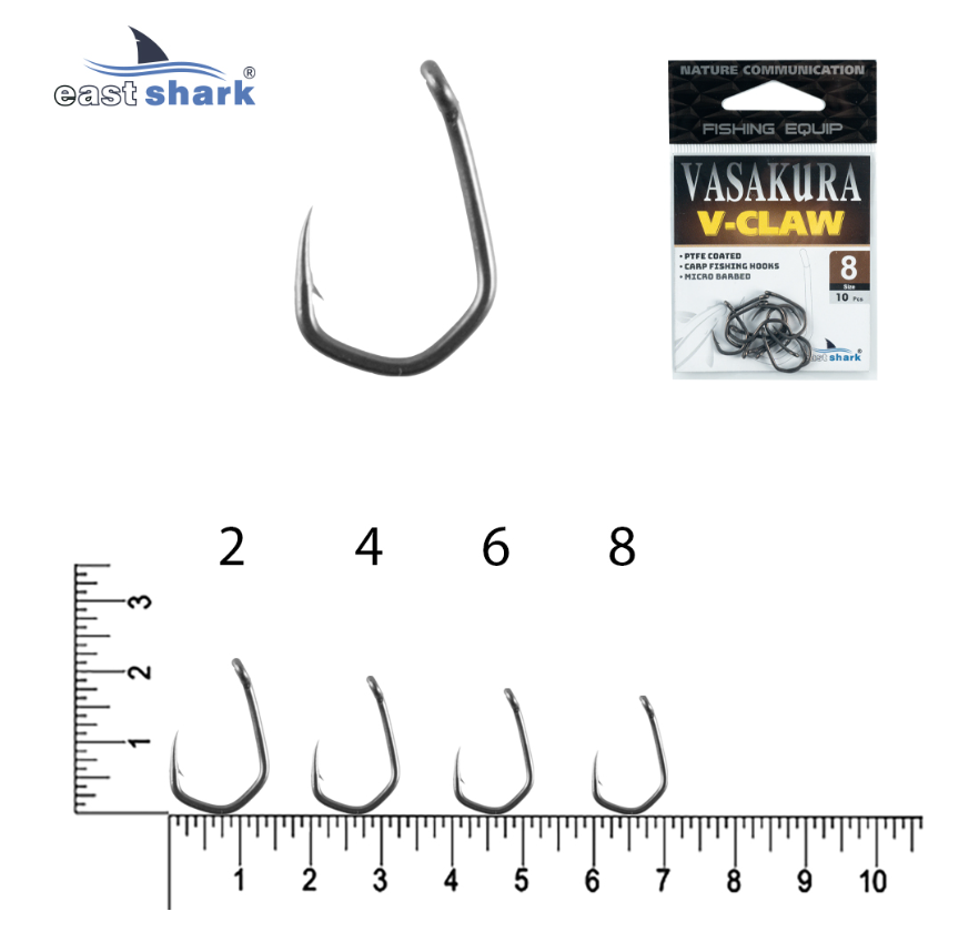 Крючки для рыбалки EastShark New Vasakura V-Claw №8 10шт купить,NaN