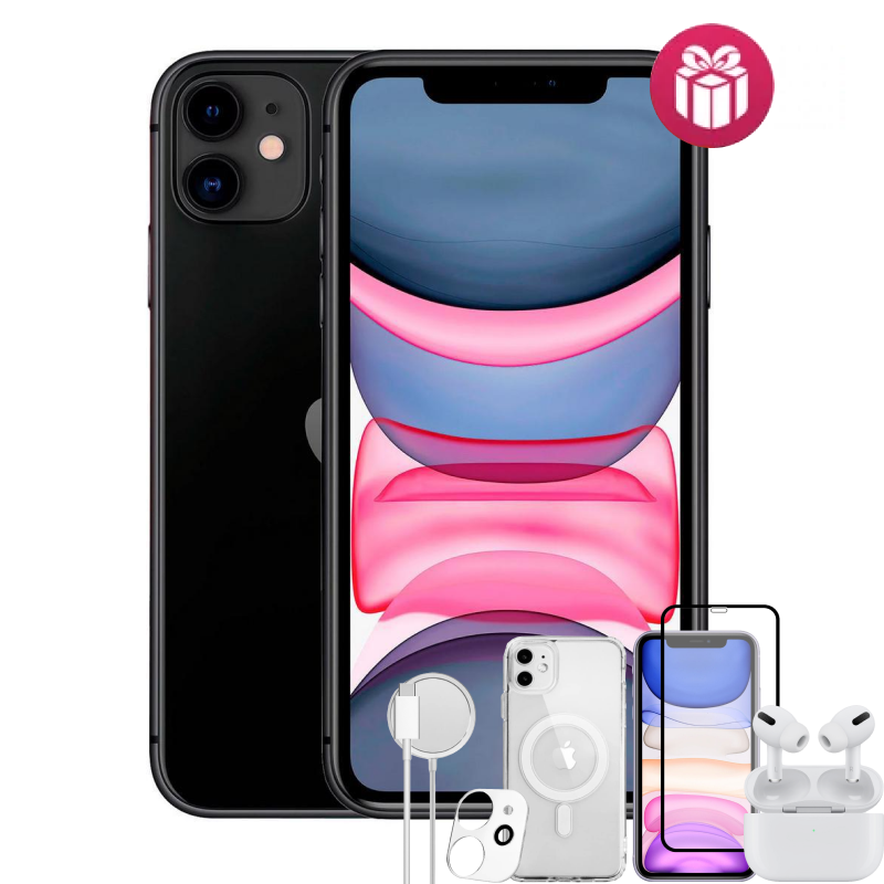 Смартфон Apple iPhone 11 128Gb Slim Box Black + акция Airpods Pro и 4 подарка купить,NaN