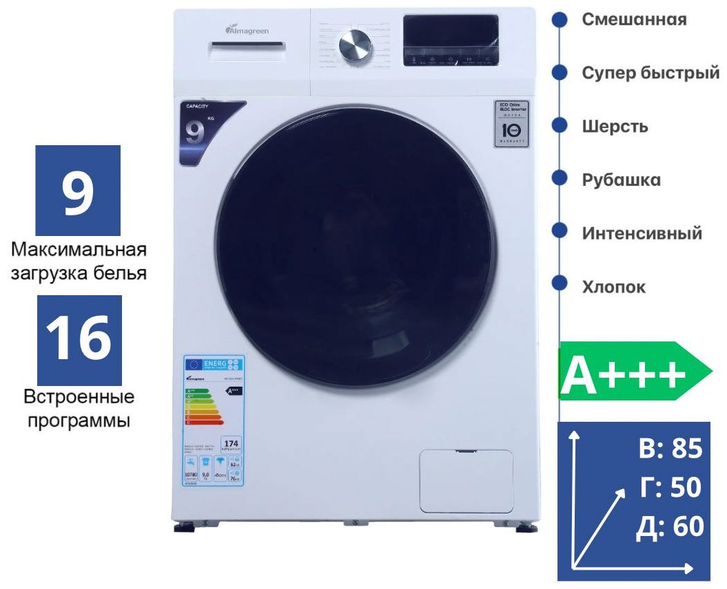 Стиральная машина Almagreen AG-G06- 09WD белый