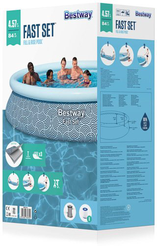 Бассейн надувной Bestway 57313, 457x457x84 см купить,NaN