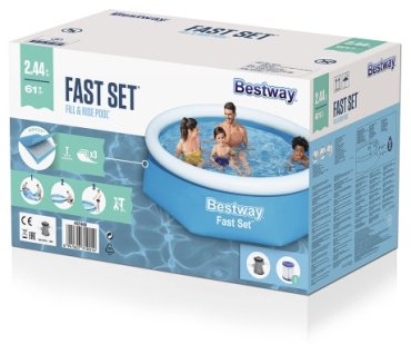 Бассейн надувной Bestway 57450, 244x244x61 см купить,NaN