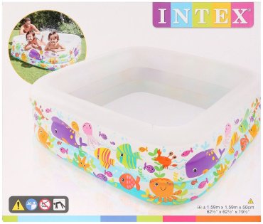 Бассейн надувной Intex Аквариум Квадрат 57471, 159x159x50 см купить,NaN