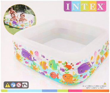 Бассейн надувной Intex Аквариум Квадрат 57471, 159x159x50 см купить,NaN