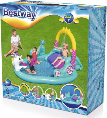 Бассейн надувной Bestway Magical Unicorn Carriage 53097, 274x198x137 см