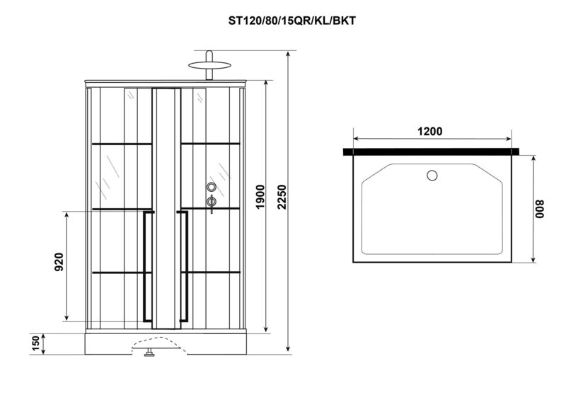 Душевая кабина Niagara Standart ST120/80/15QR/KL/BKT 120х80х225см