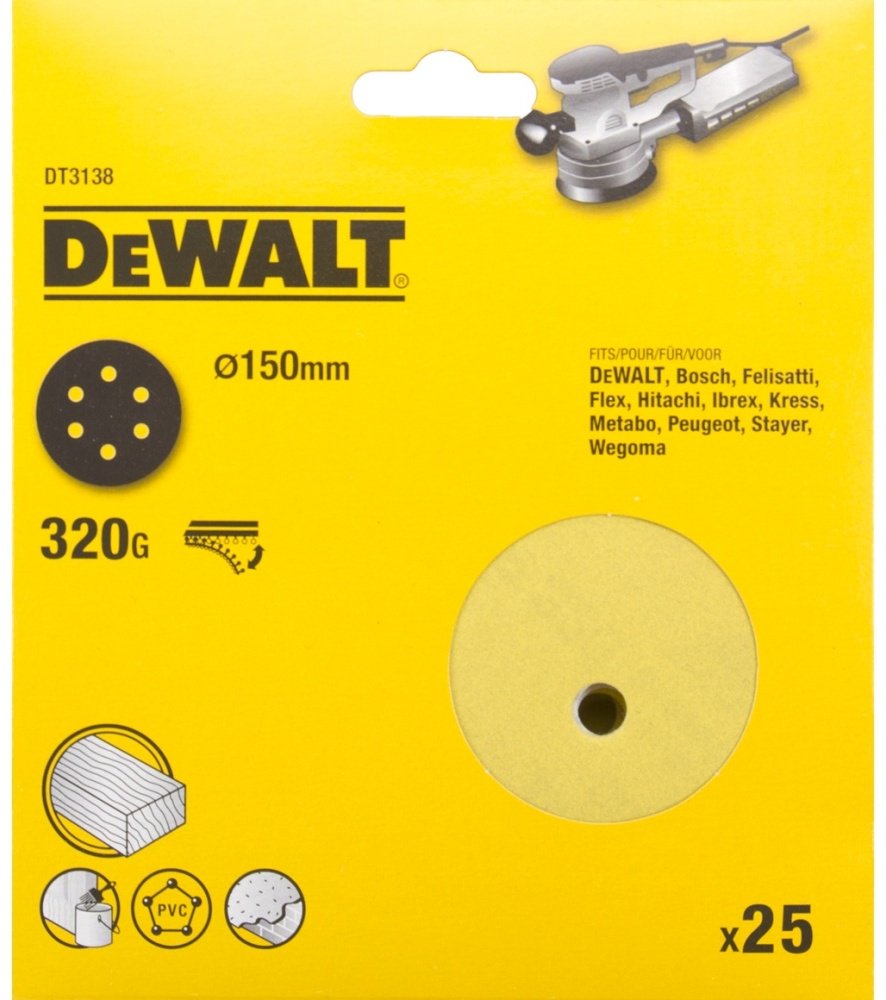 Шлифовальный круг DeWALT DT3138 150 мм 25 шт купить,NaN