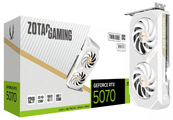 Видеокарта ZOTAC GAMING GeForce RTX 5070 Twin Edge OC White ZT-B50700Q-10P 12 Гб купить,NaN