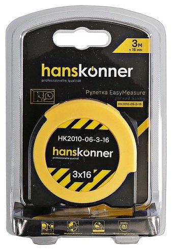 Hanskonner рулетка строительная HK2010-06-3-16, 3 х 16 купить,NaN