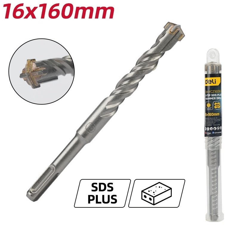 DELI бур EDH-YCZ16016-E1 (SDS-plus, 16х160х210 мм) 1 шт