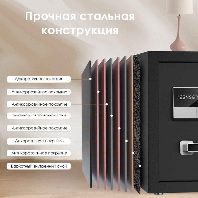 Сейф DELI ET621 ключевой, электронный замок (410х595х340 мм) купить,NaN