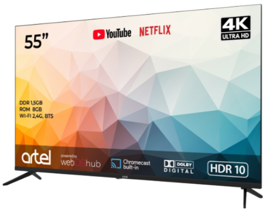 Телевизор Artel 55" A55MQA800 LED 4K UHD Black