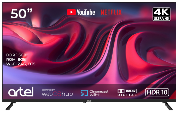 Телевизор Artel 50" A50MQA800 LED 4K UHD Black купить,NaN